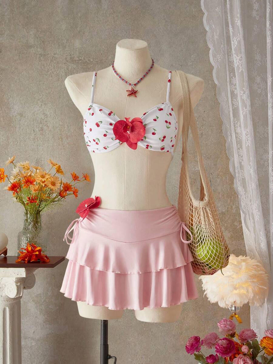 SHEIN Swim 女士碎花度假沙滩比基尼套装 - 彩色 - 查看 1
