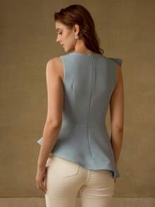 MOTF PREMIUM RUFFLE TRIM ASYMMETRICAL HEM BLOUSE