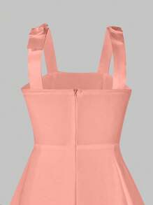 Girls Elegant Cute White Lace Strap Camisole Dress, Daily Wear, Mommy And Me Matching Outfits (2 Pieces Sold Separately) - Pink - View 4