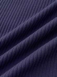 SHEIN 少女灰色针织蝴蝶结刺绣吊带迷你甜美休闲上衣，春夏百搭基础款，日常百搭，适合返校季，纯棉可爱少女夏季上衣，海军蓝罗纹背心，少女夏季上衣，可爱少女上衣 - 藏蓝色 - 查看 7