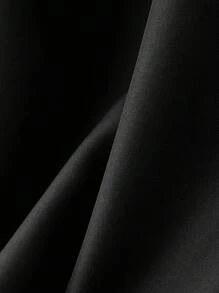 Manfinity Homme 男士寬鬆版型立領短袖襯衫 素色短版男士襯衫 男士短袖正裝襯衫 男士休閒襯衫 - 黑色 - 查看 5