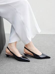 CUCCOO BIZCHIC Bailarinas de punta planas y cómodas con tira trasera, de tacón bajo y casual, versátiles para la oficina y el transporte, en color negro, para Navidad - Negro - Ver 7