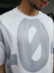 PAVTROS Manfinity Streetrush Men's Colorblock Letter Print White Summer Graphic T-Shirt,Streetwear For Men,City Break Hip-Hop Street Boy Friend Gifts Tees - Multicolor - View 5
