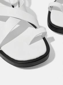 HighSole Sandali piatti bianchi da spiaggia, stile vacanza, per donna