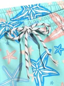 Manfinity Swimmode Men's Starfish Print Casual Beach Shorts - Blue - View 6