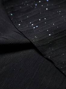 OTTIMOZO 2 piezas Conjunto de camisa de manga corta casual de verano y pantalones cortos para hombres, camisa con rhinestones, ropa de resort para hombres, conjunto de vacaciones negro, vestimenta de verano para hombres, camisa negra casual de manga corta para hombres - Negro - Ver 8