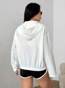 SHEIN HypeZone 女士薄款长袖风衣外套，春季 - 白色 - 查看 2
