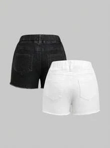 2件套 年轻女孩时尚休闲牛仔风舒适度假/街头服饰 - 彩色 - 查看 2