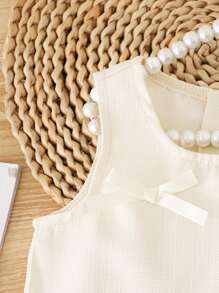 Baby/Baby Girl Elegant Sweet Bow Decor Sleeveless Dress - Apricot - View 6
