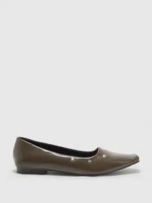 CUCCOO BIZCHIC Mocasines de mujer casuales de puntera cuadrada con remaches, estilo suave y versátil, diseñador para oficina o ir y venir, en color marrón chocolate - Marrón Chocolate - Ver 3
