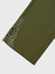 Lacomfia Plus Size Solid Color Twist Knot Detail Casual Loose Pants Fall Cloth For Women - Green - View 4