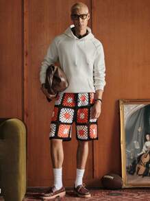 Manfinity VCAY Men Knitted Casual Relaxed Waist Elastic Waist Shorts - Black - View 2