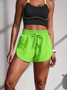 POWERISTA Powerista High Waist Plain Knotted Summer Sporty Shorts Workout Short
