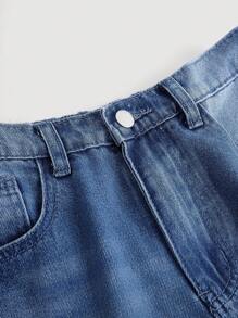 SHEIN Girlism Teenager Mädchen Y2K Loose Fit Lässige Jeanshose mit Taschen und weiten Beinen, Teenager Mädchen Sommer Lässig Jeans