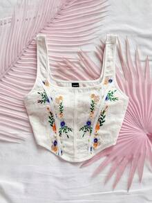 Soleia Áo ba lỗ họa tiết xương cá thêu dệt kim Jacquard hiệu WYWH dành cho nữ, màu trắng - Nhiều màu - Xem 3