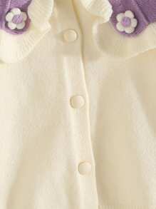 SHEIN Young Girl Coordinated Casual Simple Comfortable Contrast Color Polo Sweater Skirt