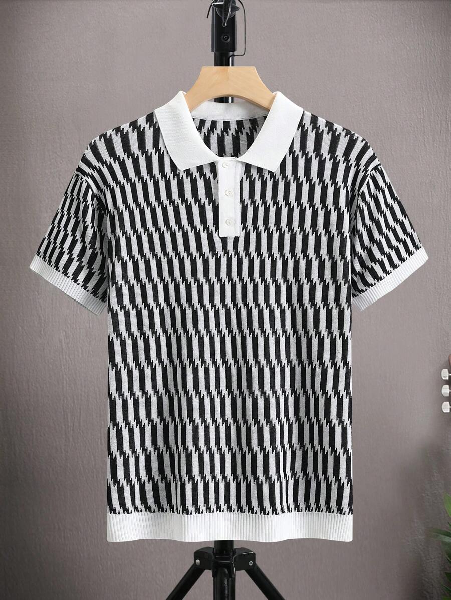 Manfinity Homme Top tricoté casual simple à boutons contrastés de couleur unie pour hommes