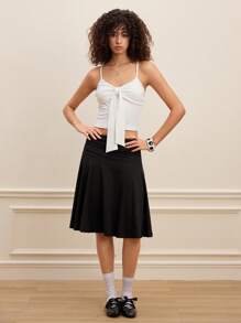 SHEIN MOD White Front Ruched Tie-Up Minimalist Cute Tank Top - White - View 4