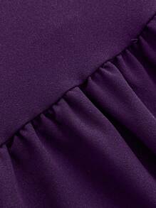 Viva Relle Plus Size Lace Sleeve A-Line Solid Color Jumpsuit Dress Fall Cloth For Women - Purple - View 7