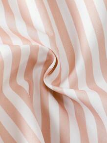 SHEIN Tween Boy 拼色条纹抽绳沙滩短裤（夏季） - 粉色 - 查看 6