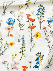 Linhara Áo thun ngày lễ thường ngày cổ chữ V tay raglan in hoa cỡ lớn cho nữ - Nhiều màu - Xem 3