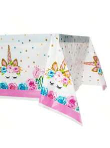 Taplak Meja Pesta Ulang Tahun Bertema Unicorn Merah Muda, Hadiah Pesta, Dekorasi Pesta Pernikahan, Kembali ke Sekolah, Hari Valentine - 1 taplak meja unicorn pink - View 3