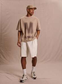 Musero Short Sleeve Boxy Button Through Revere Collar Graphic Slogan Print Shirt Spring Summer Essentials - Coffee Brown - View 5