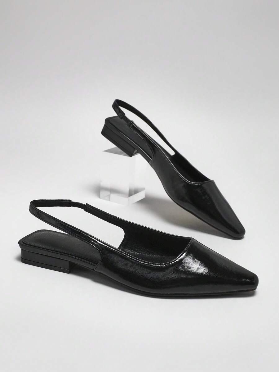 SHUZIA New Ladies' Black Pu Sling Back Low Heel Ballet Flat Casual Comfort Vacation Spring Summer Office Shoe - Multicolor - View 1