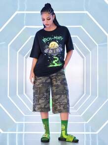 Rick and Morty X SHEIN Cute Cartoon PVC Unisex Slide Sandals, Suitable For Indoor And Outdoor Wear, Black - Multicolor - View 7