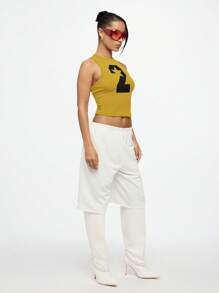 SUMWON WOMEN Áo tank top crop thể thao không tay Star Team, áo tank top số hai, phong cách đường phố Y2K, lễ hội, câu lạc bộ đua xe, tiệc tùng, thẩm mỹ. - Màu vàng - Xem 6