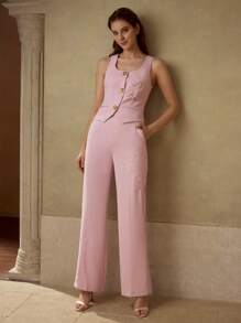 MOTF PREMIUM PRESS CREASE EMBROIDERY PANTS