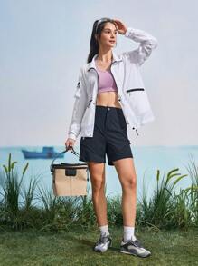 In My Nature 女士拉链设计长袖前拉链休闲防晒夹克 - 白色 - 查看 11