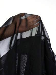 LYSMO Blusa bohemia elegante de malla con recortes de volantes y botones para mujer, ideal para verano, oficina y uso casual. Nuevo lanzamiento 2025 - Negro - Ver 8