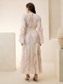 Anewsta Spring/Summer New Beach Resort Style Ruffled Patchwork Loose Long Sleeve Dress For Women - Multicolor - View 2