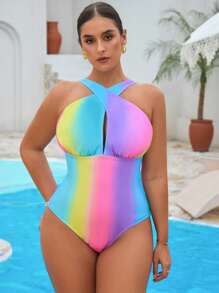 Swim Vcay 2 bộ đồ bơi liền thân thời trang nhiều màu cỡ lớn cho nữ kèm váy che chắn trang phục đi biển ngày lễ - Nhiều màu - Xem 3