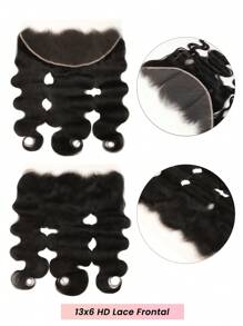 TrueHD 1PC 13x6 HD Ren Phía Trước Sóng Thân Phần Tự Do Không Xử Lý Tóc Người Nguyên Chất Nhổ Trước Đường Tóc Tự Nhiên Màu Đen Tự Nhiên - SNatural - Xem 3
