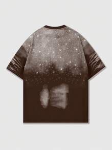 ROMWE MEN Street Life Camiseta de manga corta de cuello redondo de verano casual y versátil con efecto degradado para hombres