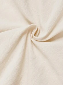 SHEIN MOD 复古刺绣领长袖收腰A字连衣裙，杏色 - 杏色 - 查看 5