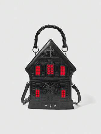 Goth Vintage Castle-Shaped Handbag, Fashionable Design