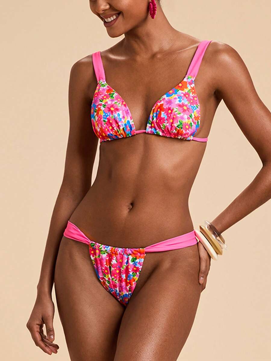Travachic Bộ đồ bơi bikini họa tiết hoa mùa hè cho nữ, Đồ dùng cần thiết cho bãi biển, Đồ bơi cho nữ, Đồ bơi cho nữ - Nhiều màu - Xem 1