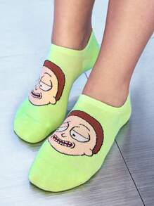 Rick and Morty X SHEIN 6 paia di calzini sottili a taglio basso, traspiranti e anti-umidità, stile cartoni animati carino, con punta e tallone rinforzati, adatti per primavera/estate, unisex