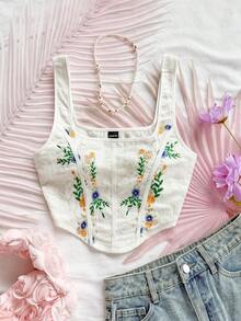 Soleia Áo ba lỗ họa tiết xương cá thêu dệt kim Jacquard hiệu WYWH dành cho nữ, màu trắng - Nhiều màu - Xem 4