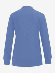 TaskEZ Chaqueta de uniforme de manga larga con bolsillo con cremallera de color contrastante - Agua verde azul - Ver 2