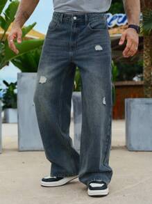 DAZY Jeans azules de estilo de calle estilo primavera desgastados y desgarrados