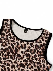 Ellevyn 2pcs Set: Black Fitted Mid-Sleeve Jacket + Mesh Leopard Print Sleeveless Midi Fitted Dress
