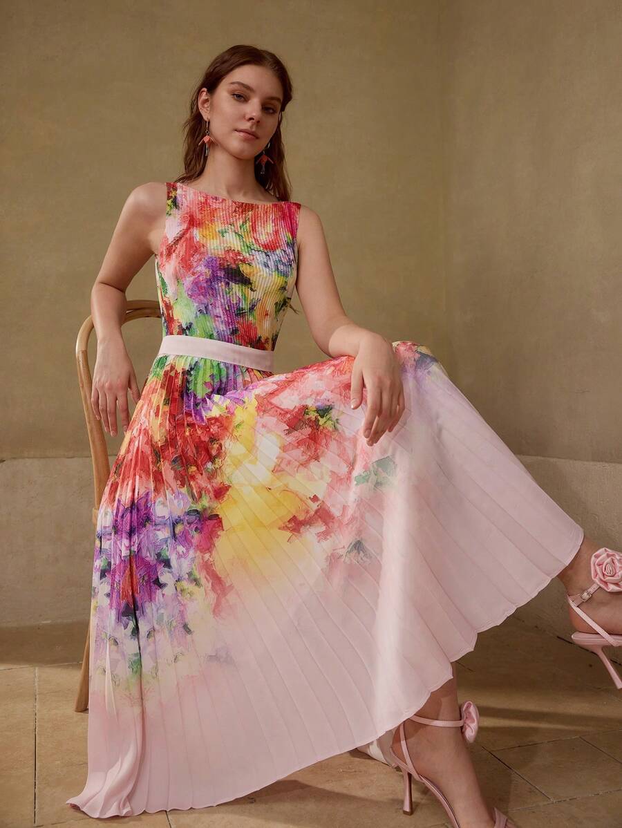 MOTF PREMIUM Abito plissettato con stampa floreale - Multicolore - Visualizzare 1