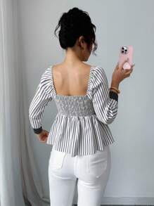 Elenzga Elegante blusa senza maniche con fiocco anteriore, a peplum con colori a contrasto, adatta per uso casual quotidiano, viaggi, spiaggia, festival musicali, pendolarismo, primavera/estate