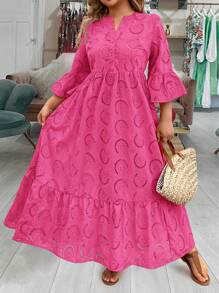 SHEIN LUNE Plus Size Dresses Valentine Red Dress Maxi Dresses For Women Summer Dresses Summer Boho Old Money - Hot Pink - View 6