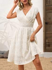SHEIN Clasi Vestido blanco transparente de estilo francés elegante para mujer, tela de alta calidad con textura, vestidos de verano para mujer, vestido blanco de cumpleaños para mujer, vestidos de verano para el trabajo, vestido amarillo mantequilla para fiesta del té, vestido blanco de graduación para mujer, vestido casual de verano para mujer - Beis - Ver 1