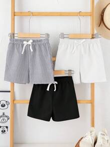 SHEIN 3件/套 小男孩 买二送一 三件套 小男孩 休闲运动 学院风 复古条纹纯色 性价比高 多件装 短裤 适合衣服 返校 男孩套装 适合生日派对、晚会、演出、婚礼、洗礼、开幕式 日常 适合日常穿着 适合上学 适合旅行 适合运动 适合春夏季节 - 彩色 - 查看 4